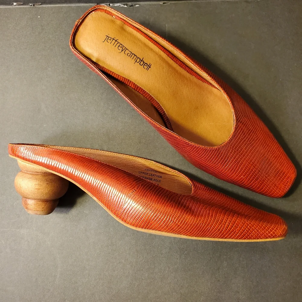 Jeffrey Campbell Red Rouge Wooden Knob Heel Shoes - Picture 5 of 9